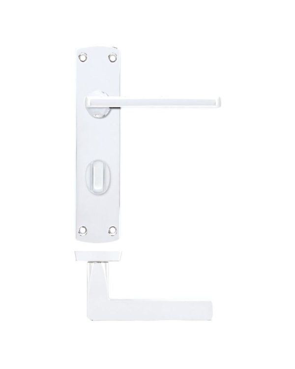 Zoo Hardware ZPA013-CP Leon Door Handle on Bathroom Backplate Polished Chrome