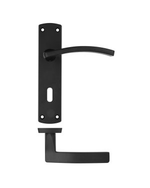 Zoo Hardware ZPA031-MB Toledo Door Handle on Lock Backplate Black
