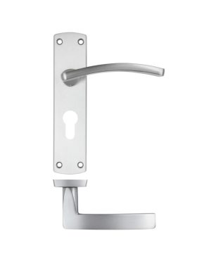 Zoo Hardware ZPA031EP-SC Toledo Door Handle on Euro Backplate Satin Chrome
