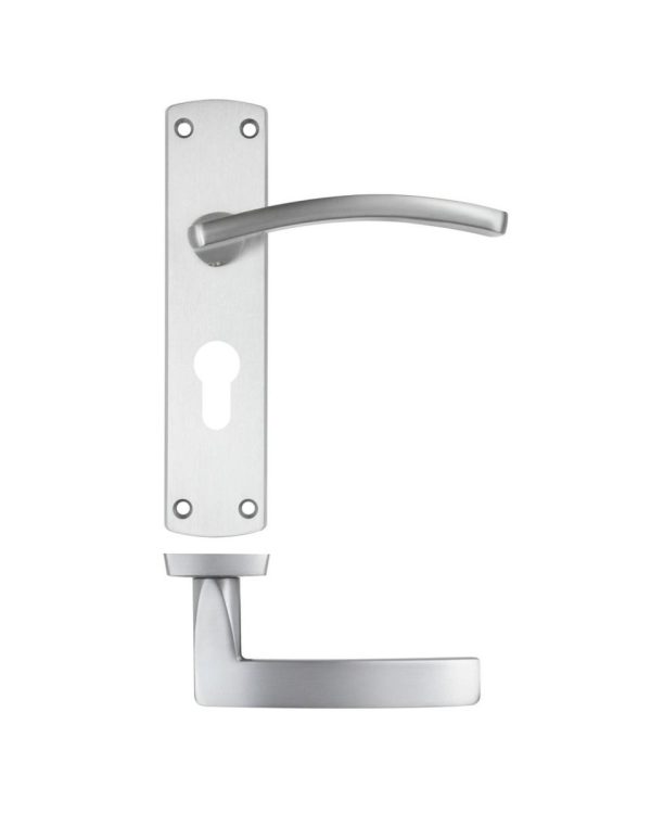 Zoo Hardware ZPA031EP-SC Toledo Door Handle on Euro Backplate Satin Chrome