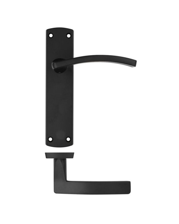 Zoo Hardware ZPA032-MB Toledo Door Handle on Latch Backplate Black