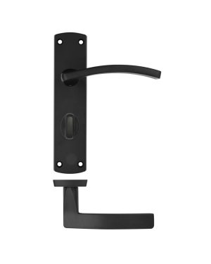 Zoo Hardware ZPA033-MB Toledo Door Handle on Bathroom Backplate Black
