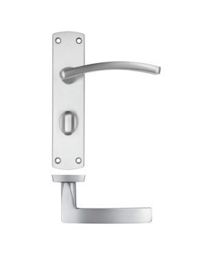 Zoo Hardware ZPA033-SC Toledo Door Handle on Bathroom Backplate Satin Chrome
