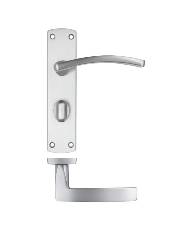 Zoo Hardware ZPA033-SC Toledo Door Handle on Bathroom Backplate Satin Chrome