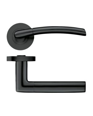 Zoo Hardware ZPZ140-OMB Olympus Door Handle on round rose Matt Black
