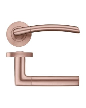 Zoo Hardware ZPZ140-TRG Olympus Door Handle on round rose Rose Gold
