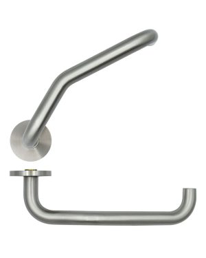 Zoo Hardware ZS-SSHF130-SSS Cranked Return To Door Door Handle on 53mm x 6.5mm Sprung Rose Satin Stainless Steel
