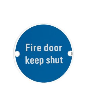 Zoo Hardware ZSS09-PCW Signage - Fire Door Keep Shut - 76mm dia Powder Coated Matt White
