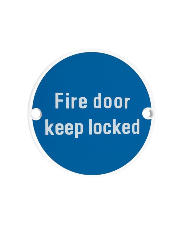 Zoo Hardware ZSS10-PCW Signage - Fire Door Keep Locked - 76mm dia Powder Coated Matt White