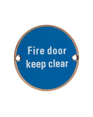 Zoo Hardware ZSS11-PVDBZ Signage - Fire Door Keep Clear - 76mm dia PVD Bronze
