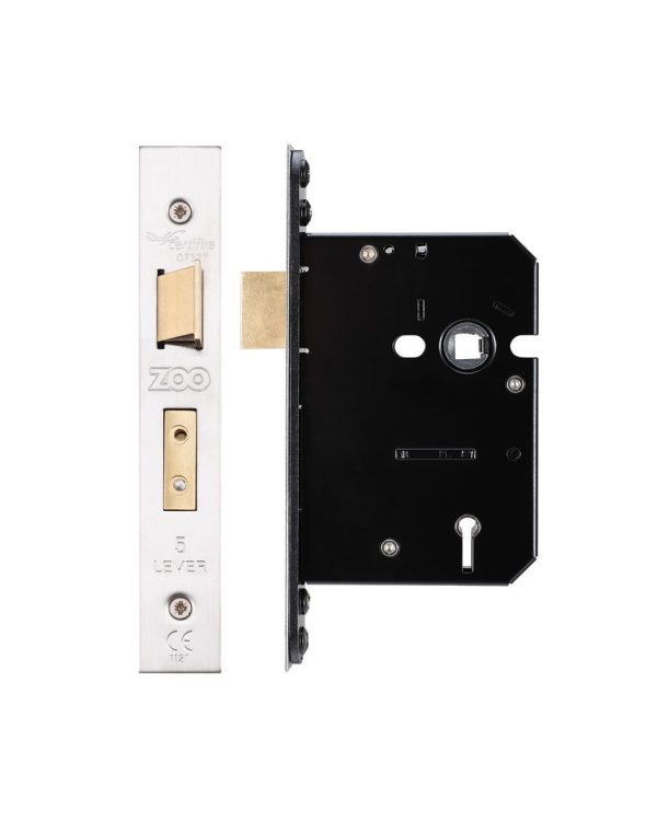 Zoo Hardware ZUKS576PVDKA 5 Lever Sash Lock - 76mm C/W PVD Forend and Strike - Keyed Alike