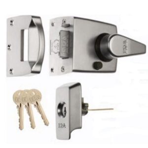 Era 1730-35-1Mk British Standard Keyless Egress Nightlatch Door Lock 60mm paired with 70mm Euro Cylinder and Turn under mater key Satin Chrome