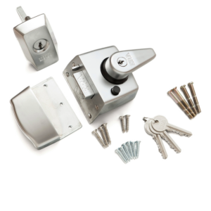 Era British Standard Double Locking High Security Nightlatch Door Lock 40mm Backset 1830 Satin Chrome