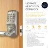 CODELOCKS CL5000 Electronic Digital Lock Tubular Mortice Latch PVD B/Steel
