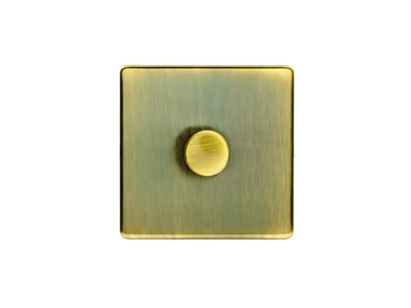 Eurolite Ab1D400 1 Gang 400W Push On Off 2Way Dimmer Flat Concealed Antique Plate Matching Knob