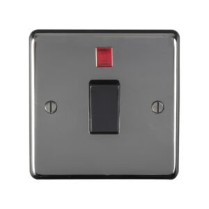 Eurolite Bn20Aswnb 1 Gang 20Amp Dp Switch With Neon Round Edge Black Nickel Plate Black Rocker