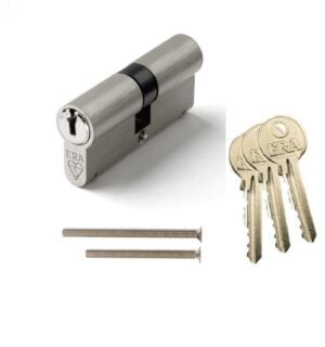 ERA British Standard Kitemarked 6 Pin Euro Profile Double Door Cylinder 35/35 70mm overall Satin Chrome