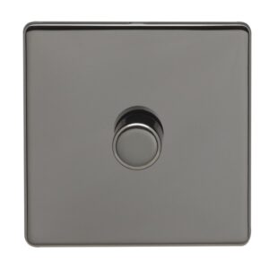 Eurolite Ecbn1D400 1 Gang 400W Push On Off 2Way Dimmer Switch Concealed Black Nickel Plate Matching Knob Black Trim