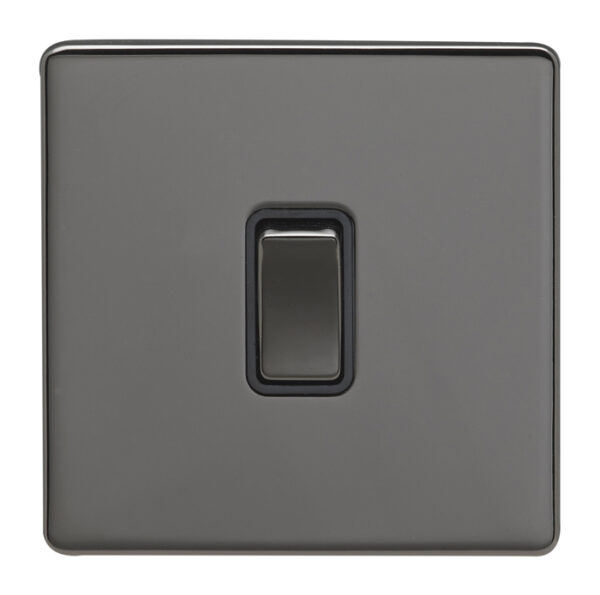 Eurolite Ecbn1Swbnb 1 Gang 10Amp 2Way Switch Concealed Black Nickel Plate Matching Rocker Black Trim