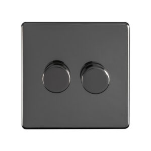 Eurolite Ecbn2Dled 2 Gang Led Push On Off 2Way Dimmer Switch Concealed Black Nickel Plate Matching Knobs Black Trim