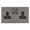 Eurolite Concealed 3mm 2 Gang 13Amp Dp Switched Socket - Black Nickel