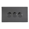 Eurolite Ecbn3Dled 3 Gang Led Push On Off 2Way Dimmer Switch Concealed Black Nickel Plate Matching Knobs Black Trim