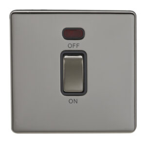 Eurolite Ecbn20Adpswnbnb 1 Gang 20Amp Dp Switch With Neon Concealed Black Nickel Plate Matching Rocker Black Trim