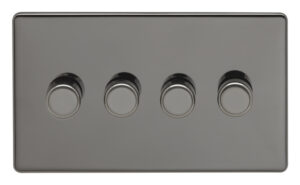 Eurolite Ecbn4D400 4 Gang 400W Push On Off 2Way Dimmer Switch Concealed Black Nickel Plate Matching Knobs Black Trim