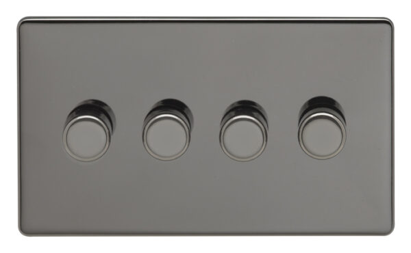 Eurolite Ecbn4D400 4 Gang 400W Push On Off 2Way Dimmer Switch Concealed Black Nickel Plate Matching Knobs Black Trim