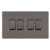 Eurolite Concealed 3mm 4 Gang 10Amp 2Way Switch - Black Nickel