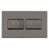 Eurolite Concealed 3mm 6 Gang 10Amp 2Way Switch - Black Nickel