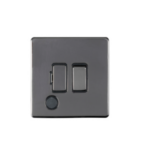 Eurolite Ecbnswffobnb 13Amp Dp Switched Fuse Spur With Flex Outlet Concealed Black Nickel Plate Matching Rocker Black Trim