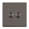 Eurolite Concealed 3mm 2 Gang 10Amp 2Way Toggle Switch Black Nickel Plate - Black Nickel