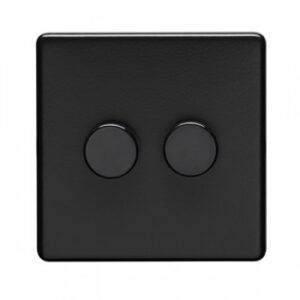 Eurolite Ecmb2D400 2 Gang 400W Push On Off 2Way Dimmer Flat Concealed Matt Black Plate