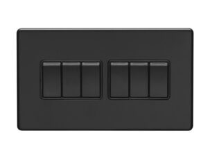 Eurolite Ecmb6Swb 6 Gang 10Amp 2Way Switch Flat Concealed Matt Black Plate Black Rockers