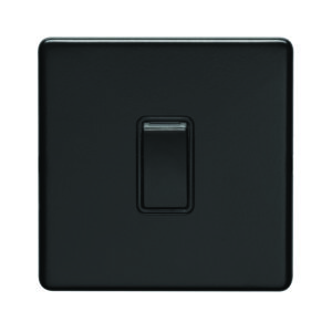 Eurolite Ecmbintb 1 Gang Intermediate Switch Flat Concealed Matt Black Plate Black Rocker