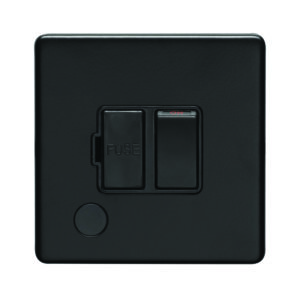 Eurolite Mbswffob 13Amp Dp Switched Fuse Spur & Flex Outlet Round Edge Matt Black Plate Black Rocker