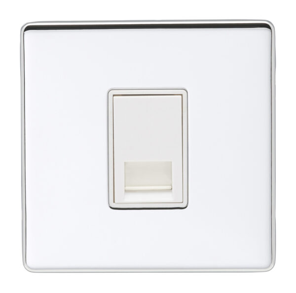 Eurolite Ecpc1Mw 1 Gang Master Telephone Socket Concealed Polished Chrome Plate White Interior