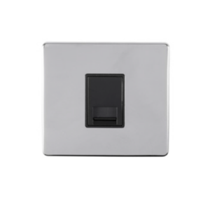 Eurolite Ecpc1Slb 1 Gang Slave Telephone Socket Concealed Polished Chrome Plate Black Interior