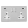 Eurolite Concealed 3mm Concealed 3Mm 2 Gang Usbc Socket - Polished Chrome