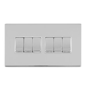 Eurolite Concealed 3mm 6 Gang 10Amp 2Way Switch - Polished Chrome