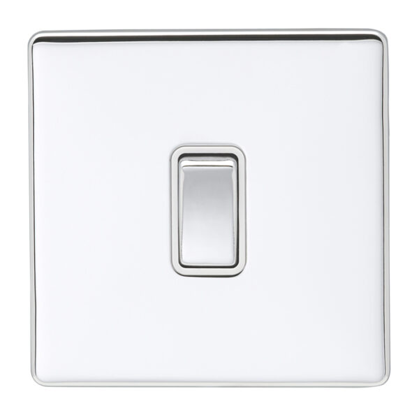 Eurolite Ecpcintpcw 1 Gang 10Amp Intermediate Switch Concealed Polished Chrome Plate Matching Rocker White Trim