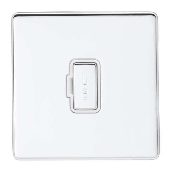 Eurolite Ecpcuswfpcw 13Amp Unswitched Fuse Spur Concealed Polished Chrome Plate Matching White Trim