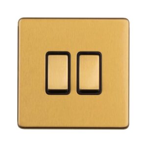 Eurolite Concealed 3mm 2 Gang 2Way Switch - Satin Brass