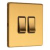 Eurolite Concealed 3mm 2 Gang 2Way Switch - Satin Brass