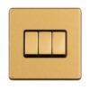 Eurolite Concealed 3mm 3 Gang 2Way Switch - Satin Brass