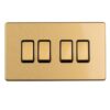 Eurolite Concealed 3mm 4 Gang 2Way Switch - Satin Brass