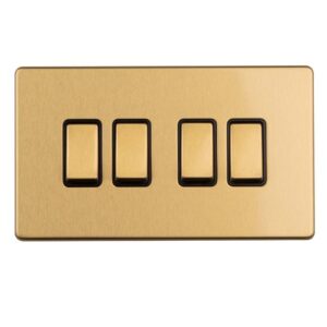 Eurolite Concealed 3mm 4 Gang 2Way Switch - Satin Brass
