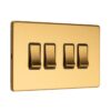 Eurolite Concealed 3mm 4 Gang 2Way Switch - Satin Brass