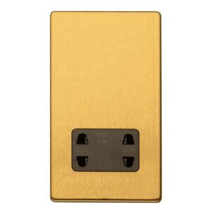 Eurolite Concealed 3mm 2 Gang Shaver Socket - Satin Brass